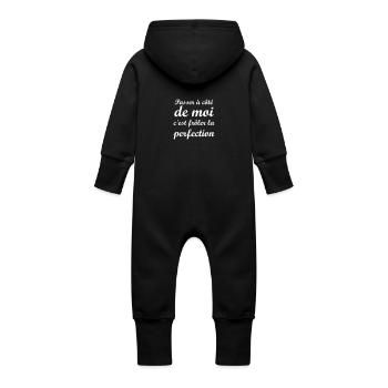 Passer à côté de moi c'est frôler la perfection - Grenouillère à capuche bio en molleton Bébé - noir - Dos