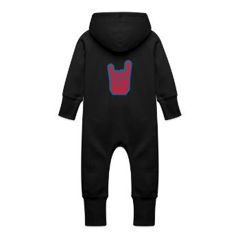 Rock Hand Pommesgabel Devilhand - Baby Bio Sweat Overall mit Kapuze - Schwarz - Hinten