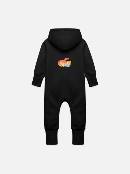 Fliegende Superheldin - Baby Bio Sweat Overall mit Kapuze - Schwarz