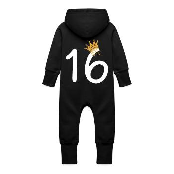 16 - Baby Bio Sweat Overall mit Kapuze - Schwarz - Hinten