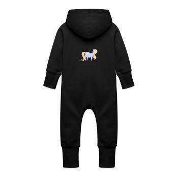 pony - Baby Organic Sweat Overalls With Hood - black - Back