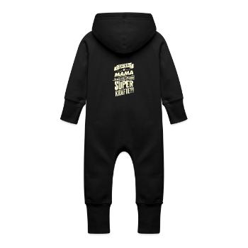 Superkraefte Mama Geburtstag RAHMENLOS Geschenk - Baby Bio Sweat Overall mit Kapuze - Schwarz - Hinten