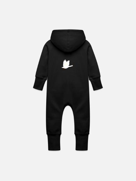 Goose flies - Baby Organic Sweat Overalls With Hood - black