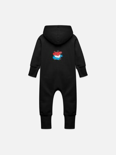 Roude Leiw mat Faarw - Baby Bio Sweat Overall mit Kapuze - Schwarz