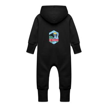 Isarbella im Winter - Baby Bio Sweat Overall mit Kapuze - Schwarz - Hinten