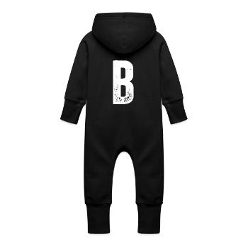 B - Baby Organic Sweat Overalls With Hood - black - Back
