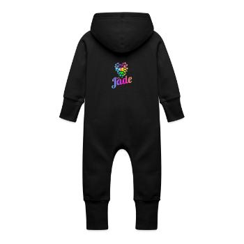 Jade - Baby Organic Sweat Overalls With Hood - vanilla - Back