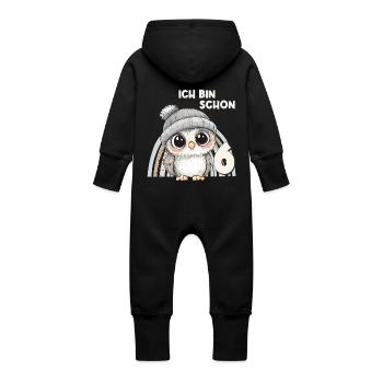 6ème anniversaire hibou arc-en-ciel mignon mignon - Grenouillère à capuche bio en molleton Bébé - noir - Dos