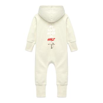 Mon mot de sécurité est Halt Fencing - Grenouillère à capuche bio en molleton Bébé - vanille - Dos