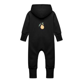 Poire - Grenouillère à capuche bio en molleton Bébé - noir - Dos