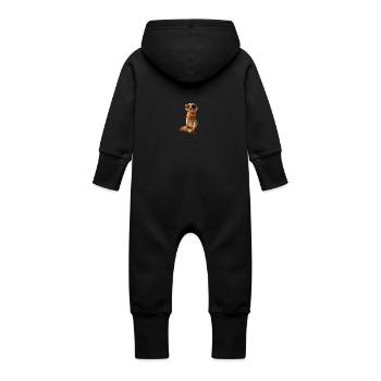 Suricates, Amoureux Des Animaux, Doux, Surikate, Mangouste - Grenouillère à capuche bio en molleton Bébé - noir - Dos