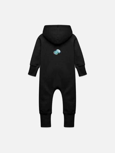 automobile - Baby Organic Sweat Overalls With Hood - black