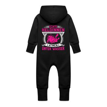 Real heroines underwater - Baby Organic Sweat Overalls With Hood - black - Back