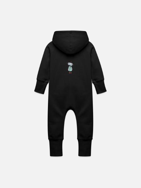 Super cute robot - Baby Organic Sweat Overalls With Hood - black