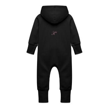 Monogram K Heart Vine - Baby Organic Sweat Overalls With Hood - vanilla - Back