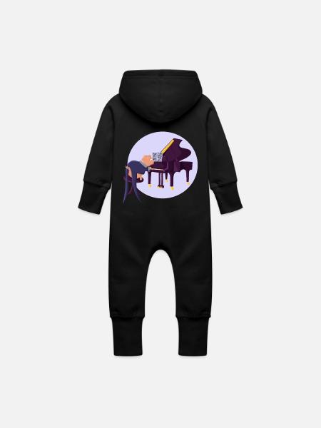 Piano à queue - Grenouillère à capuche bio en molleton Bébé - noir