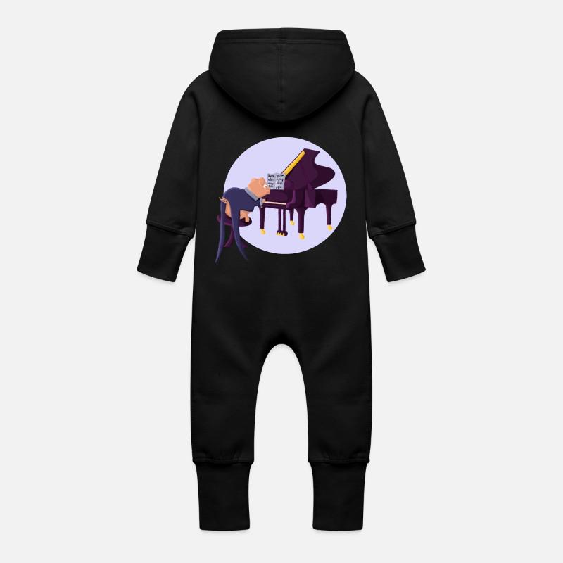 Piano à queue - Grenouillère à capuche bio en molleton Bébé - noir