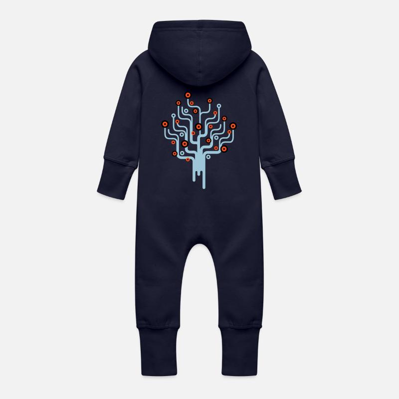 baum2_3f - Baby Bio Sweat Overall mit Kapuze - Navy