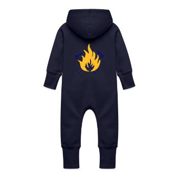 Les pompiers flamme et la hache - Grenouillère à capuche bio en molleton Bébé - marine - Dos