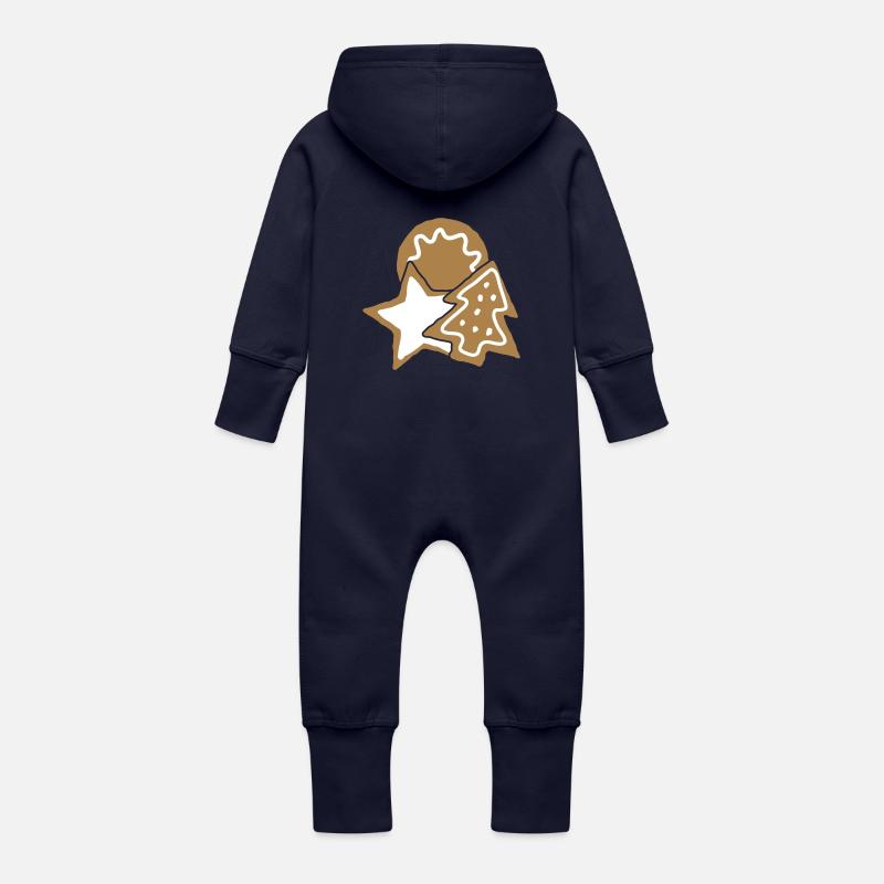 Plätzchen, Kekse und Weihnachten - Baby Bio Sweat Overall mit Kapuze - Navy