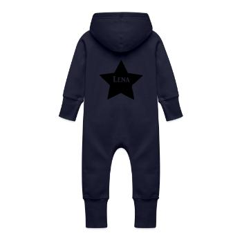 lena - Baby Bio Sweat Overall mit Kapuze - Navy - Hinten