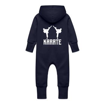 karaté - Grenouillère à capuche bio en molleton Bébé - marine - Dos