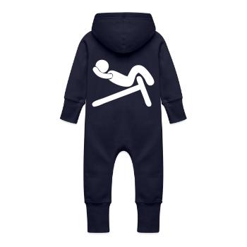 Bauchmuskeln Sixpack ABS - Baby Bio Sweat Overall mit Kapuze - Navy - Hinten