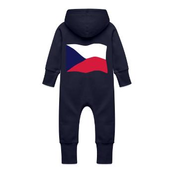 Drapeau de République Tchèque - Grenouillère à capuche bio en molleton Bébé - marine - Dos