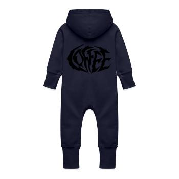 Café Café Heavy Metal Logo - Grenouillère à capuche bio en molleton Bébé - marine - Dos