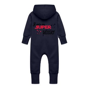 Ich bin ein großer Gebäck - Baby Bio Sweat Overall mit Kapuze - Navy - Hinten