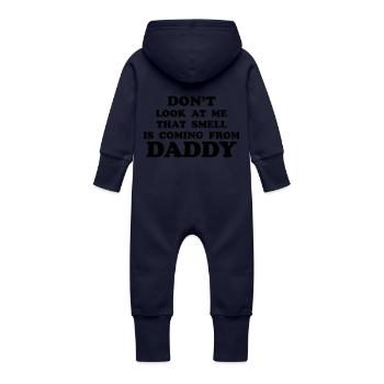 Papa Baby Geruch - Baby Bio Sweat Overall mit Kapuze - Navy - Hinten