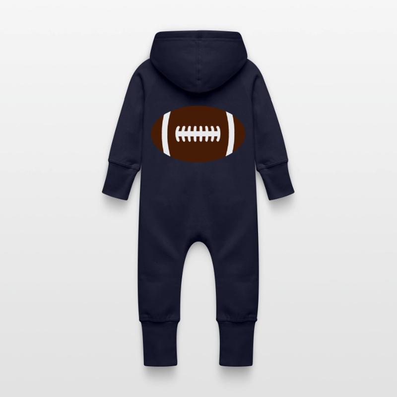 Ballon de Rugby Grenouillère à capuche bio en molleton Bébé