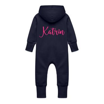 Nom de Katrin - Grenouillère à capuche bio en molleton Bébé - marine - Dos
