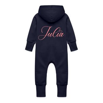 Nom de Julia - Grenouillère à capuche bio en molleton Bébé - marine - Dos