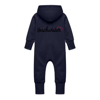 Geschwister - Baby Bio Sweat Overall mit Kapuze - Navy - Hinten