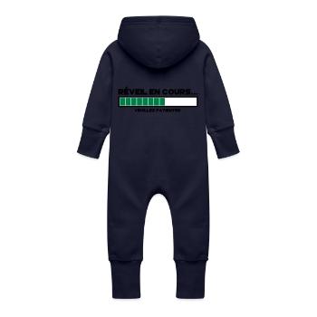 motif réveil en cours - Grenouillère à capuche bio en molleton Bébé - marine - Dos