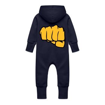 poing - Grenouillère à capuche bio en molleton Bébé - marine - Dos