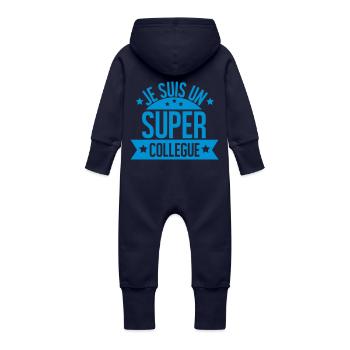 JE SUIS UN SUPER COLLEGUE - Grenouillère à capuche bio en molleton Bébé - marine - Dos
