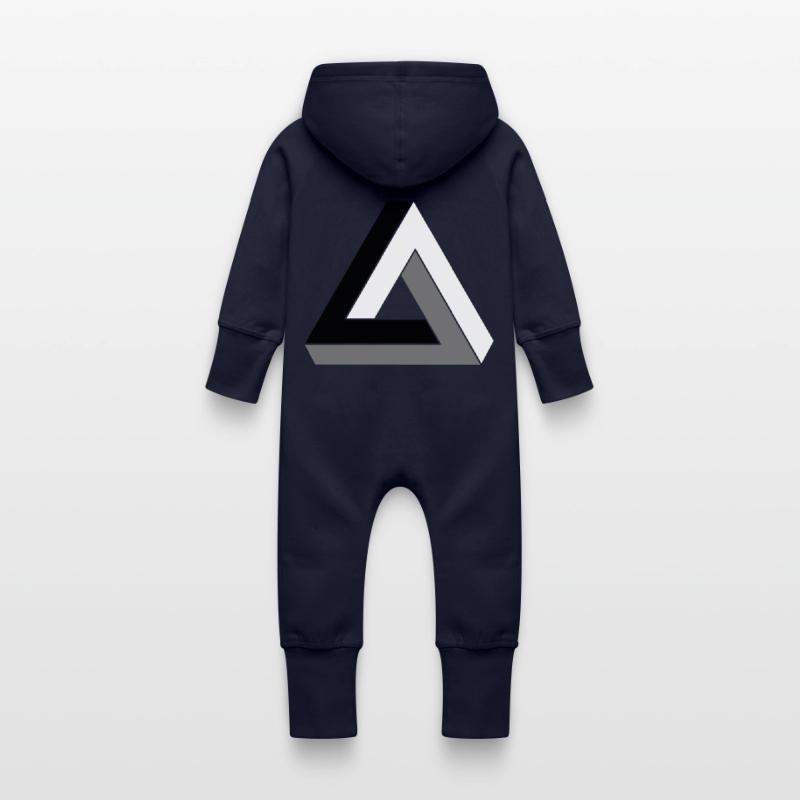Le triangle impossible Grenouillère à capuche bio en molleton Bébé