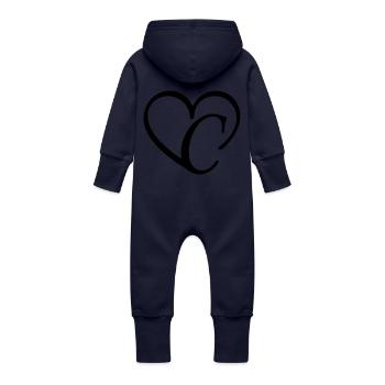 Herz Buchstabe c - Baby Bio Sweat Overall mit Kapuze - Navy - Hinten