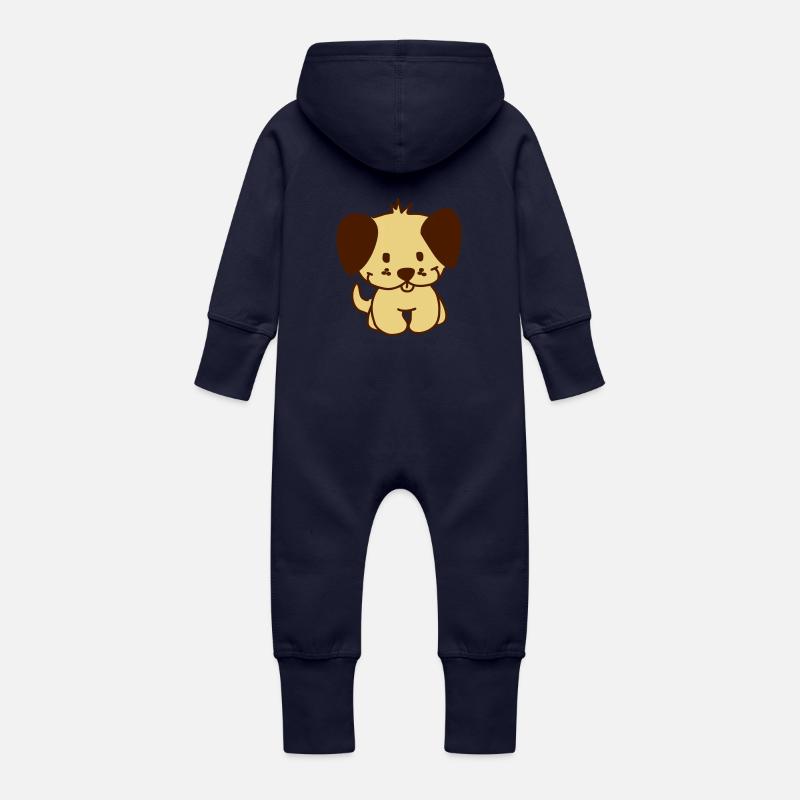 dog_2c - Grenouillère à capuche bio en molleton Bébé - marine