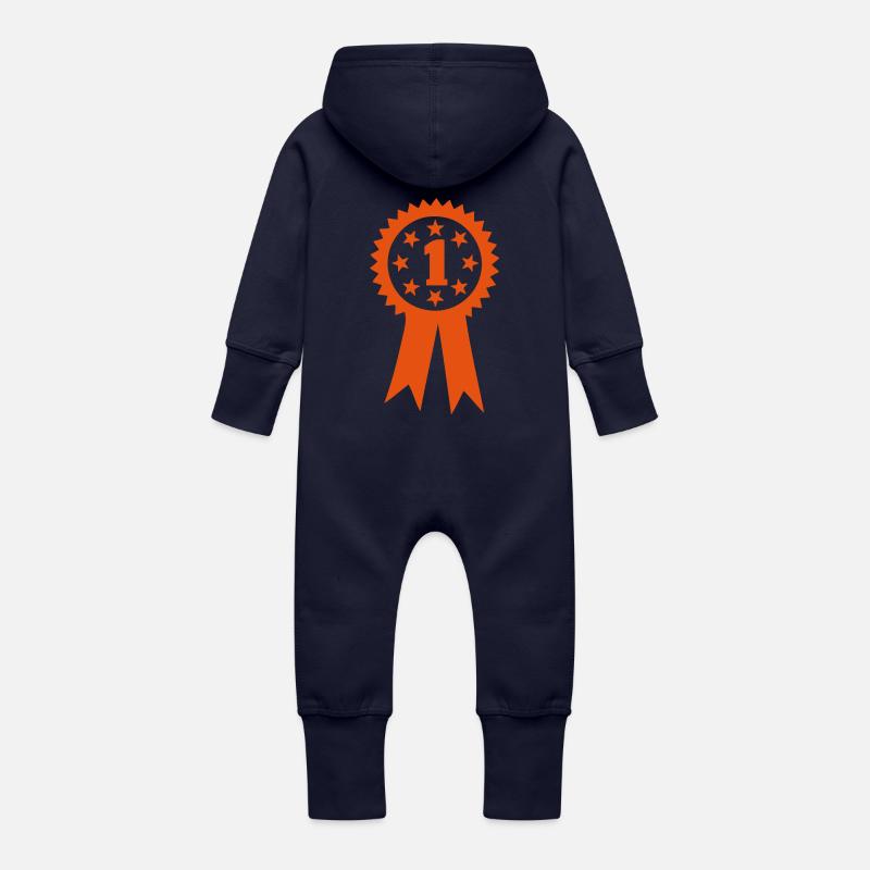 1. Januar oder 1 Medaille Champion - Baby Bio Sweat Overall mit Kapuze - Navy