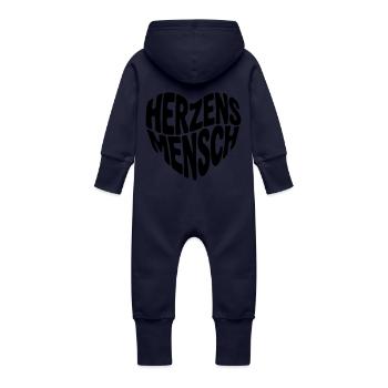 Herzensmensch - Baby Bio Sweat Overall mit Kapuze - Navy - Hinten