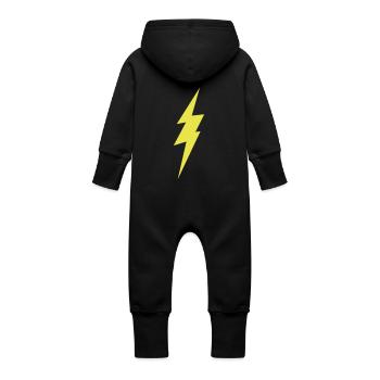 lightning bolt - Baby Organic Sweat Overalls With Hood - vanilla - Back