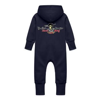 Dieub ha disuj (Libre et rebelle) - Grenouillère à capuche bio en molleton Bébé - marine - Dos