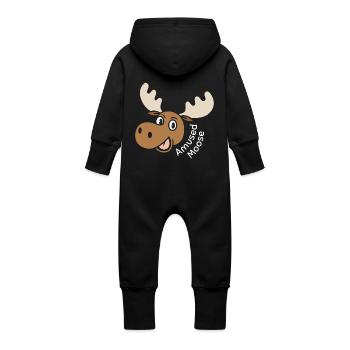 Amused Moose - Baby Organic Sweat Overalls With Hood - vanilla - Back