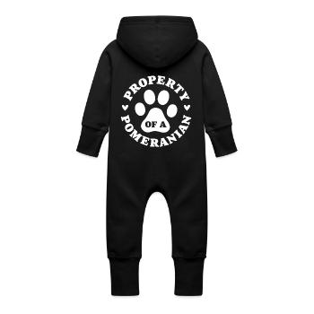 Eigentum eines Zwergspitzs - Baby Bio Sweat Overall mit Kapuze - Vanille-Milchshake - Hinten