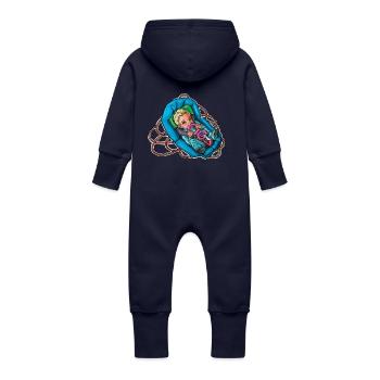 Little baby climber 6 - Baby Organic Sweat Overalls With Hood - navy - Back