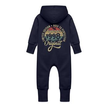 27ème anniversaire Septembre 1998 - 27 ans - Grenouillère à capuche bio en molleton Bébé - marine - Dos