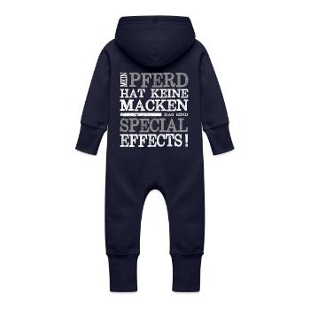 Mein Tier hat Macken Tierfreund Hund Katze Pferd - Baby Bio Sweat Overall mit Kapuze - Navy - Hinten